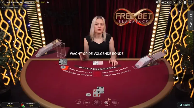 Live Free Bet Blackjack Infinite Evolution Screenshot